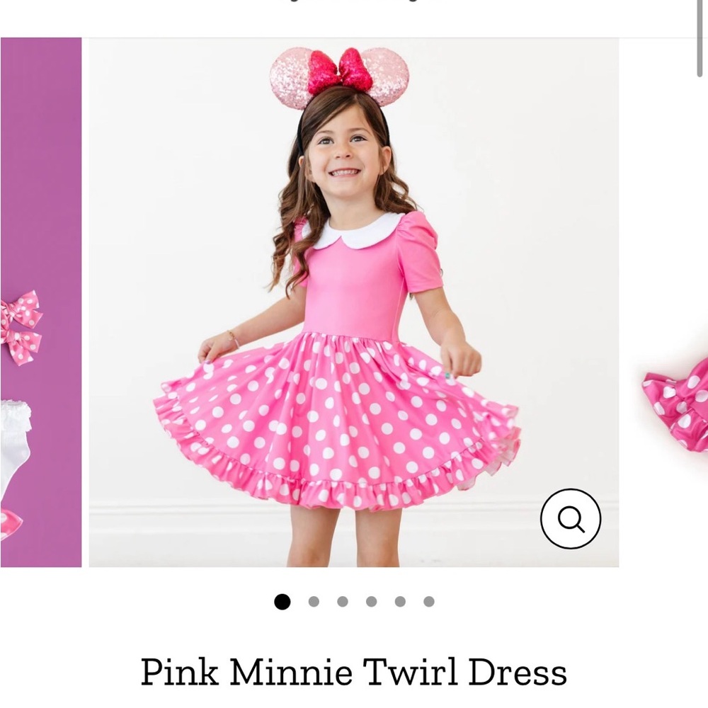 Pink Polka Dot Twirl Dress Minnie Mouse Inspired 2T